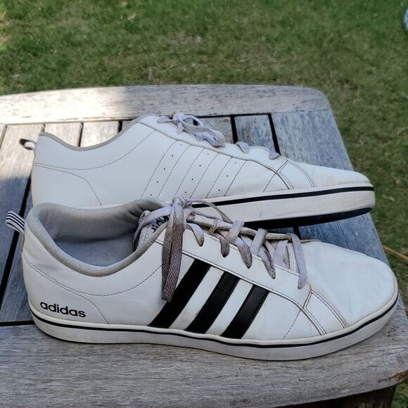 Adidas White Black Stripes Shoes 13 - Picture 2 of 7